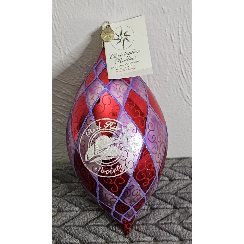 Vintage RARE Christopher Radko Exclusive For‎ Red Hat Society Drop Dead Gorgeous